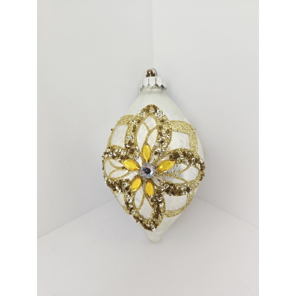 Katherine's Collection Christmas ornament  glass bulb rhinestone silver gold